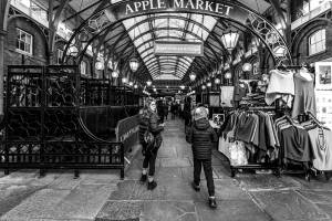 children walking through a london market