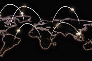 world map and showing how things move from country to country