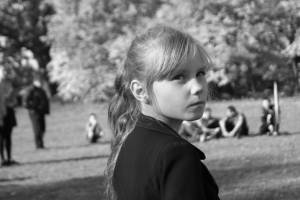 young girl looking upset