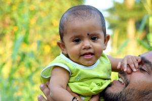 happy little girl with dad