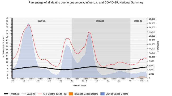 Pneumonia death rates in 2023