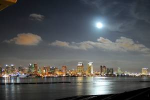 san diego bay at night time
